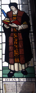 Dean Colet in the chancel south window November 2009